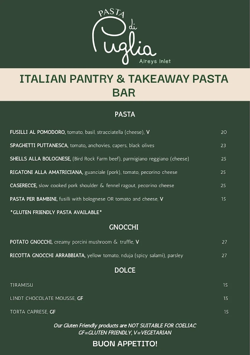 Menu, Pasta di Puglia