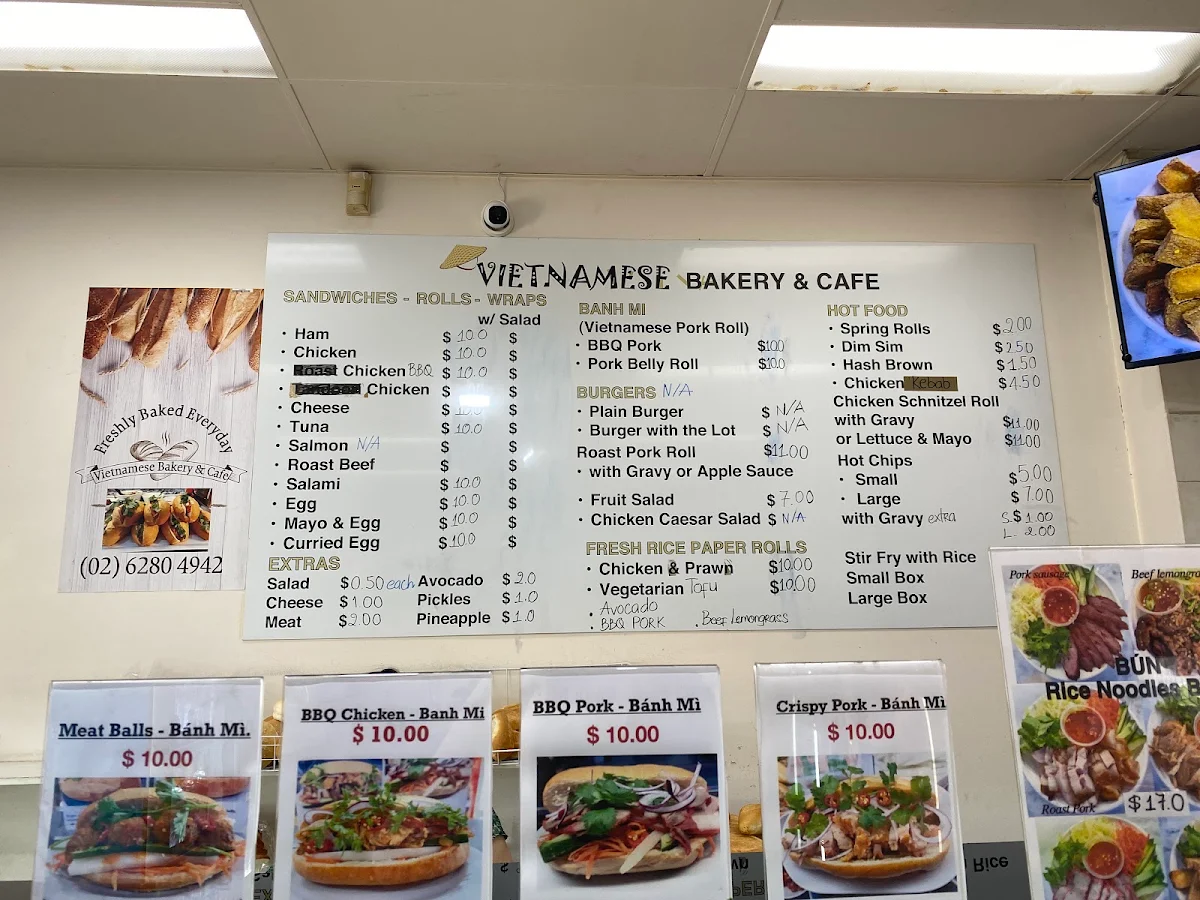 Menu, Vietnamese Bakery & Cafe