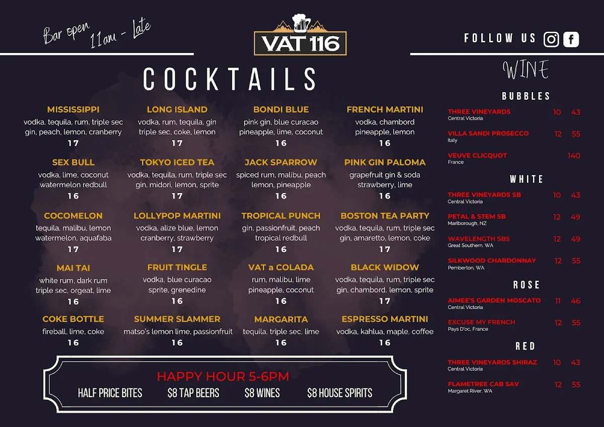 Menu, VAT 116