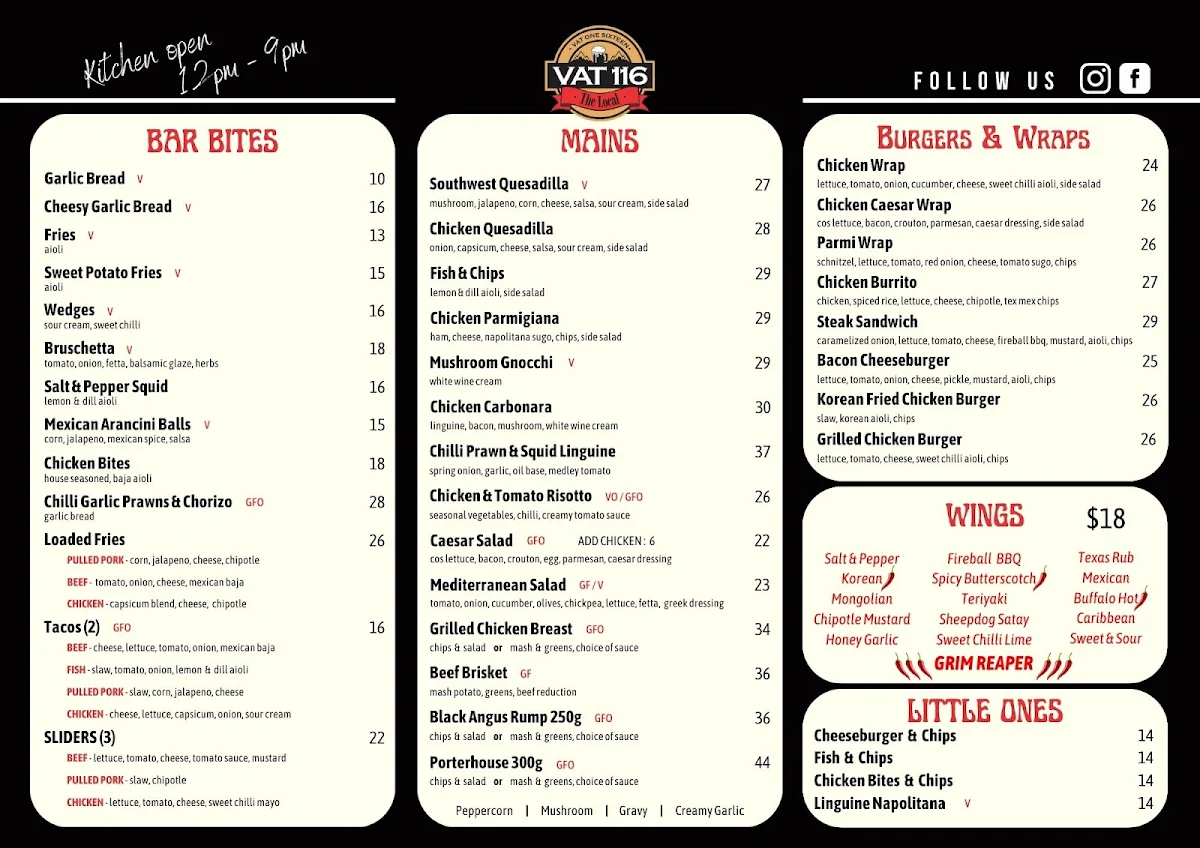 Menu, VAT 116
