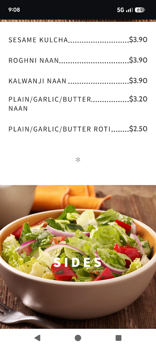 Menu, Ziyka Restaurant