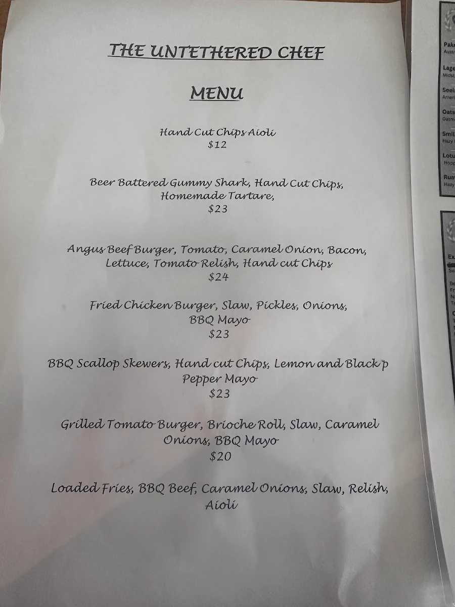 Menu, Smiley Brewing Co