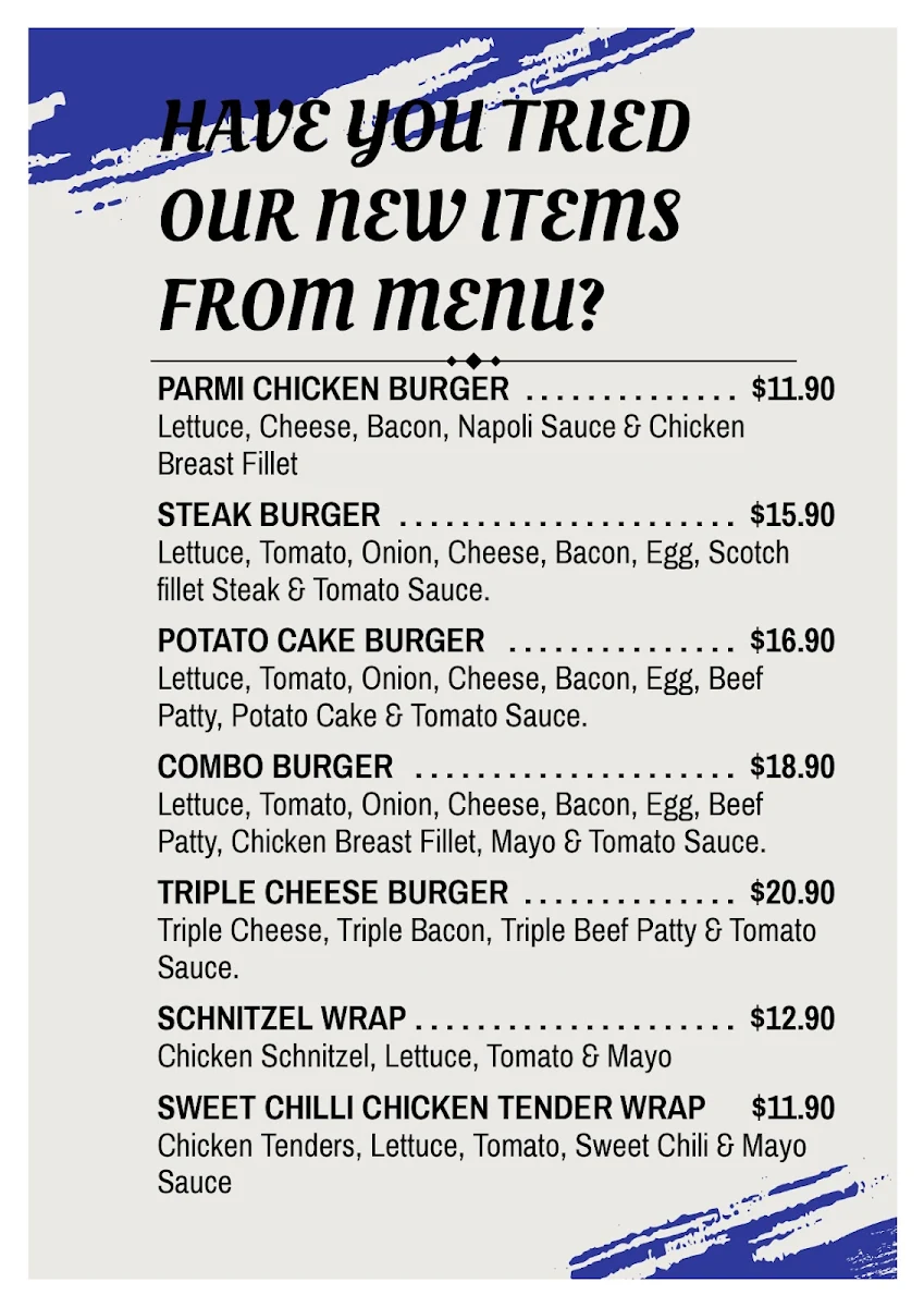 Menu, Main St Fish & Chips & More, Romsey