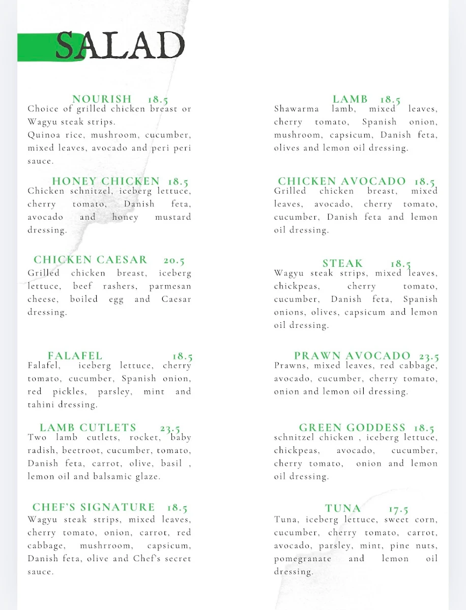 Menu, The Plaza Cafe Bankstown