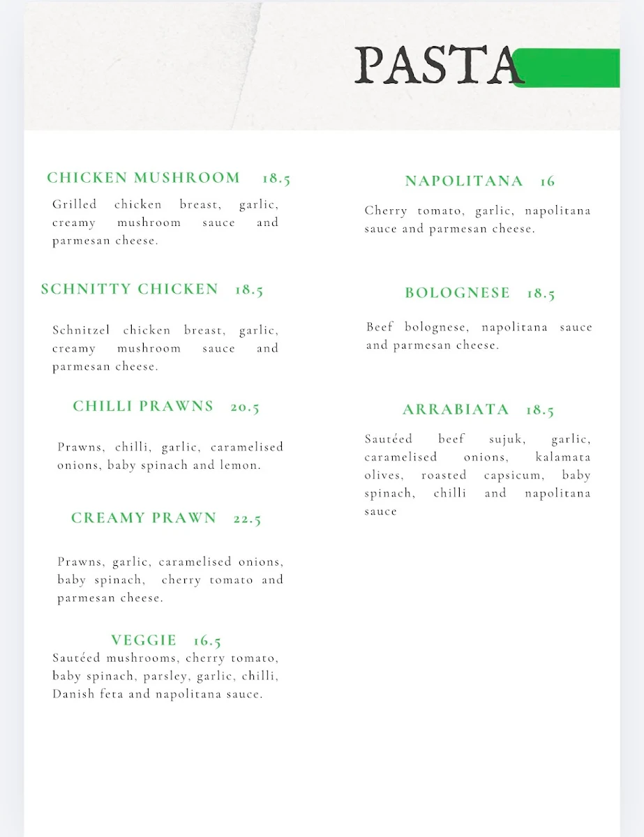 Menu, The Plaza Cafe Bankstown
