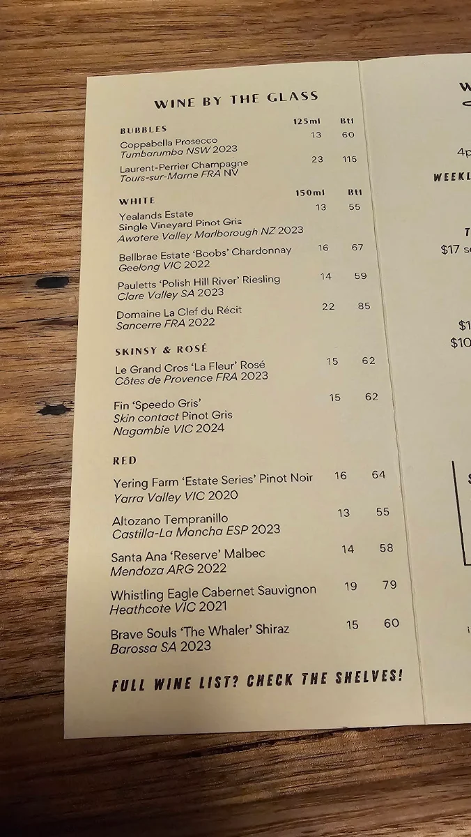 Menu, Bar Nearby