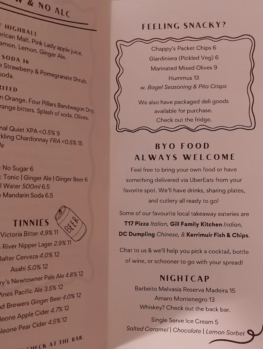 Menu, Bar Nearby