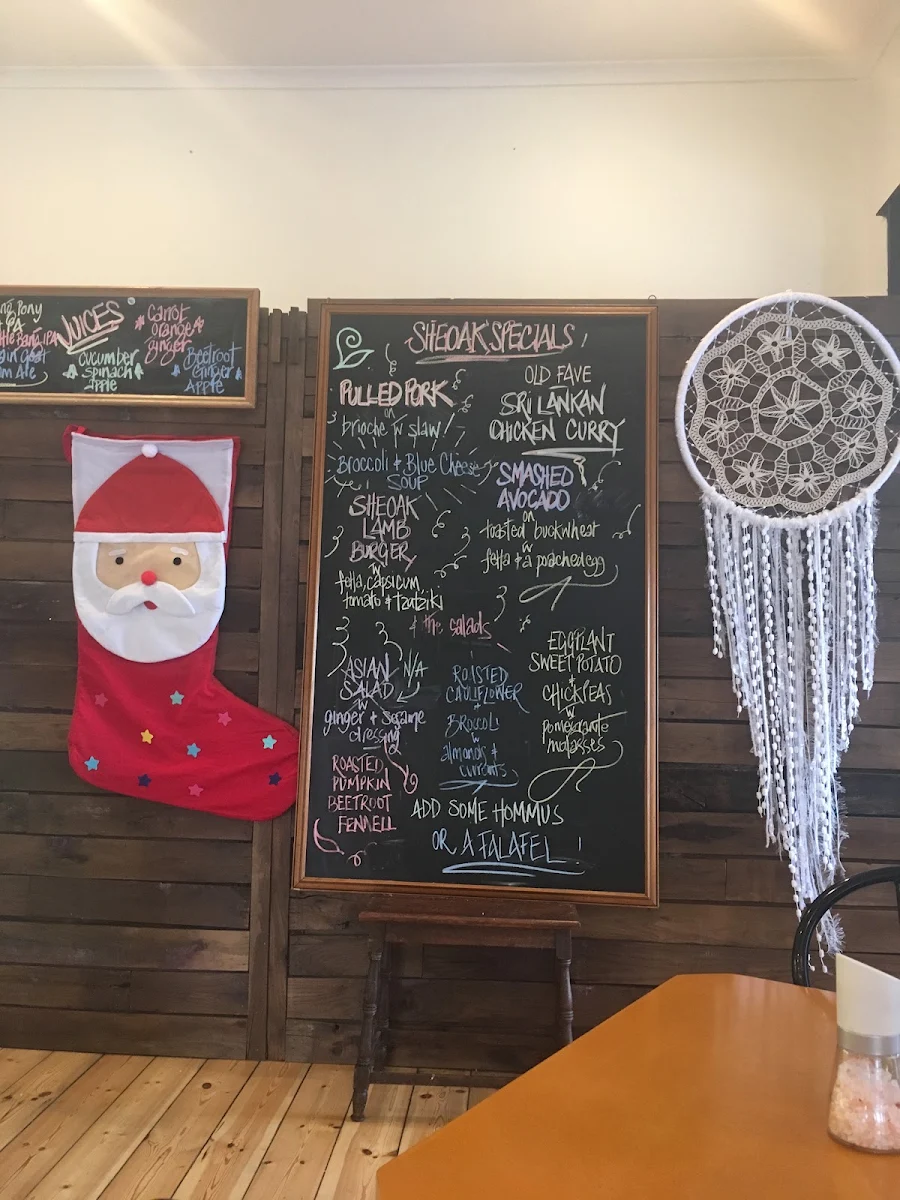 Menu, Sheoak Cafe