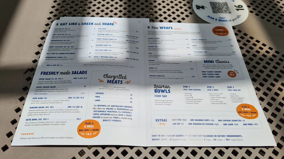 Menu, Zeus Street Greek Maroubra