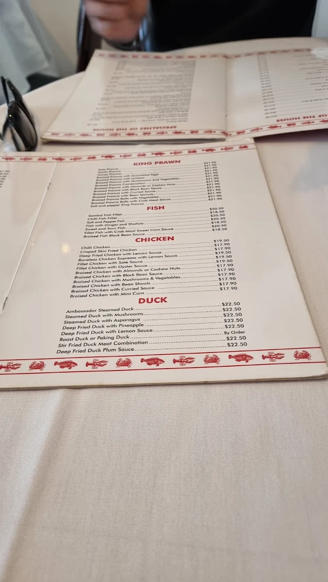 Menu, Swan Lake Chinese Restaurant