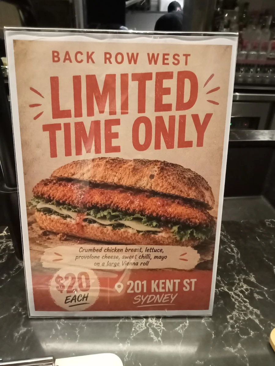 Menu, Back Row West