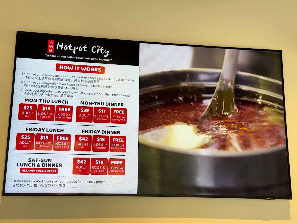 Menu, Hotpot City Hurstville