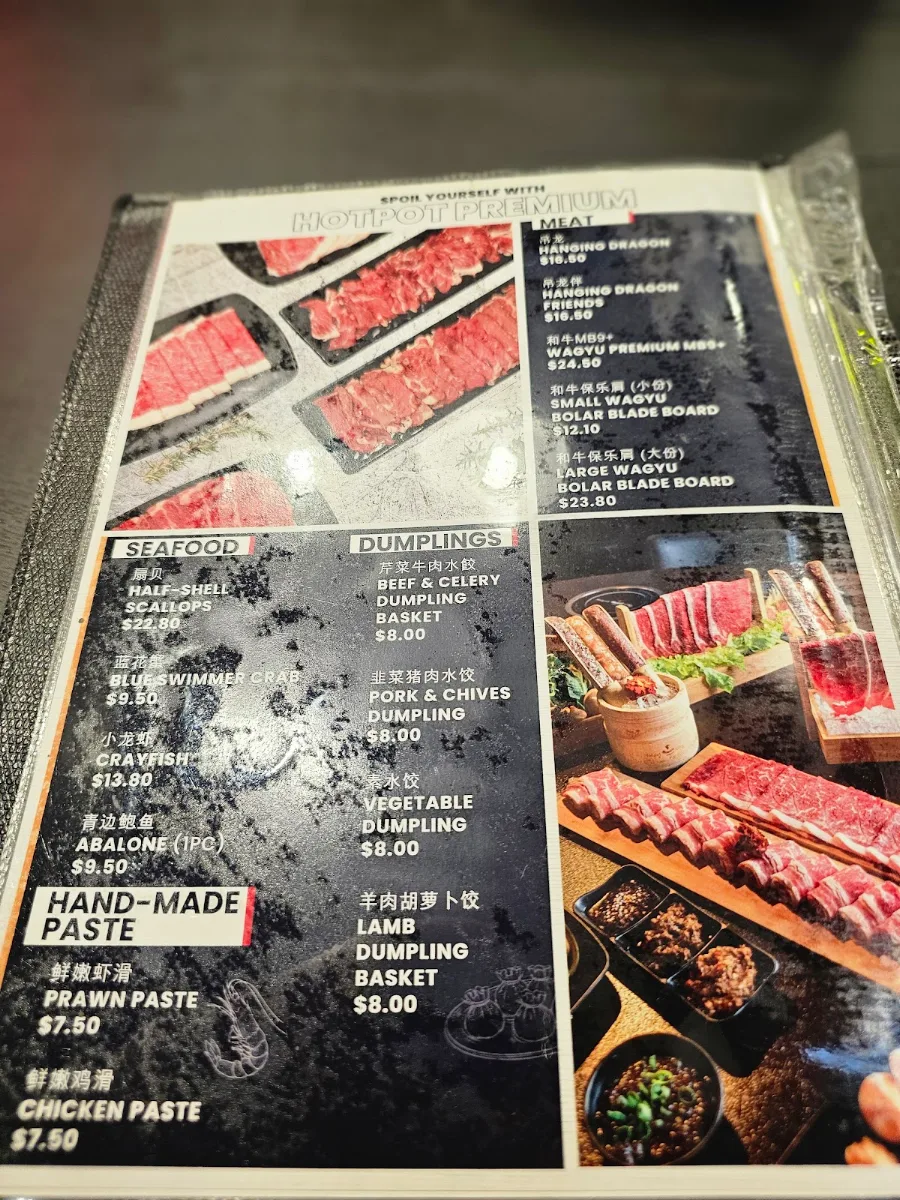 Menu, Hotpot City Hurstville