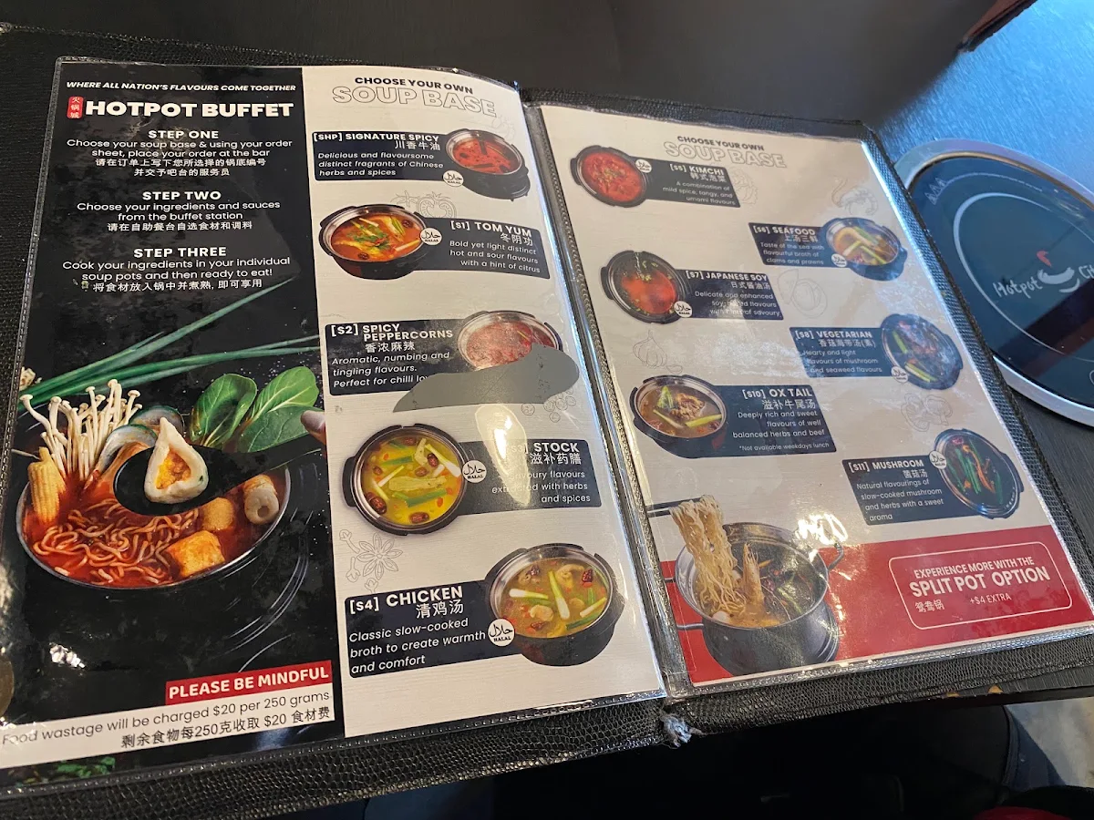 Menu, Hotpot City Hurstville