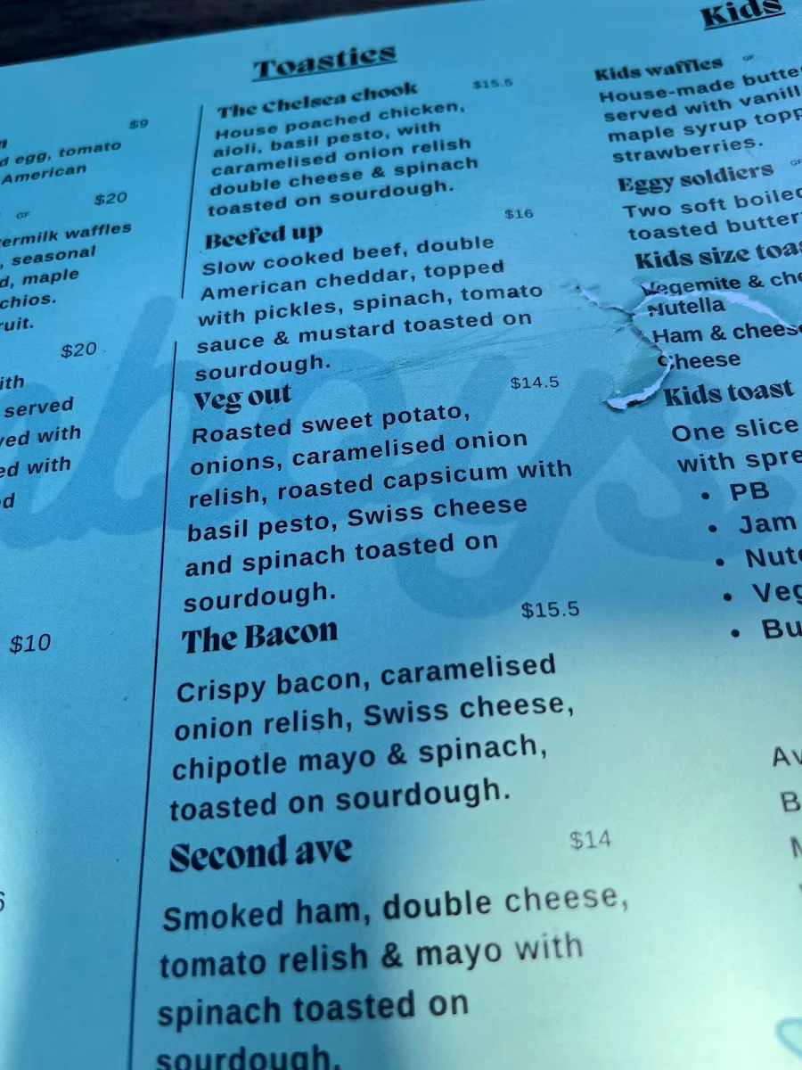 Menu, tomboys canteen