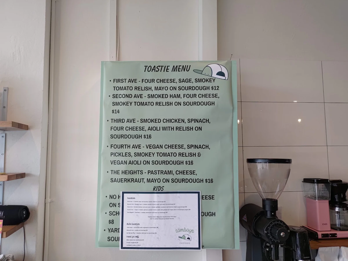 Menu, tomboys canteen
