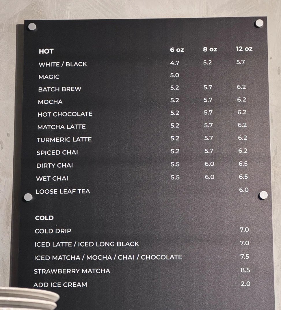 Menu, Cuff