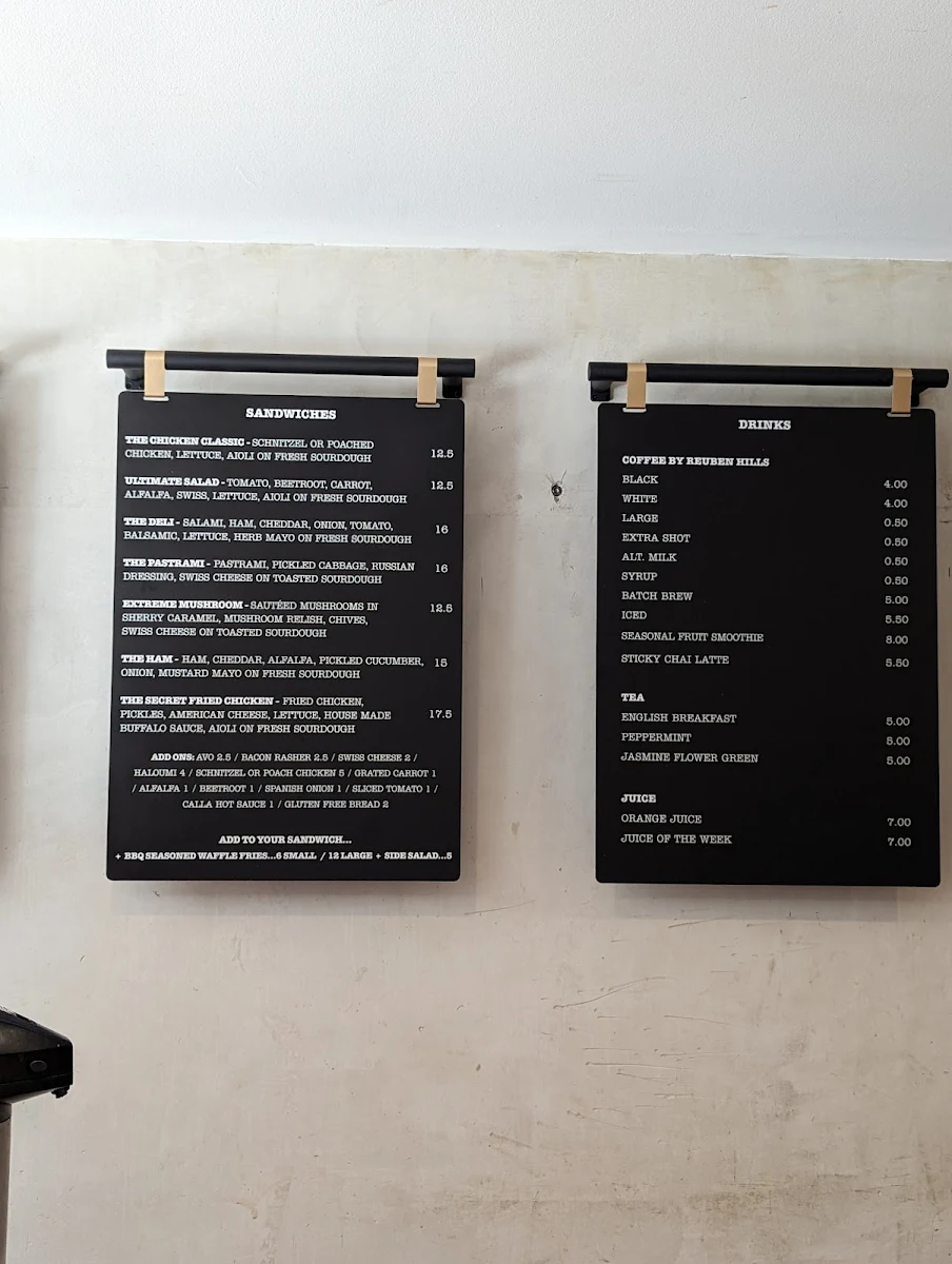 Menu, Cu ee café