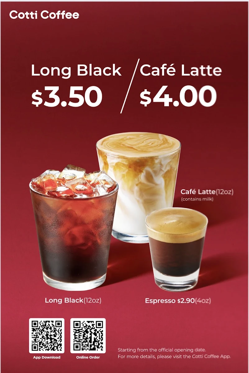 Menu, Cotti Coffee（Central）