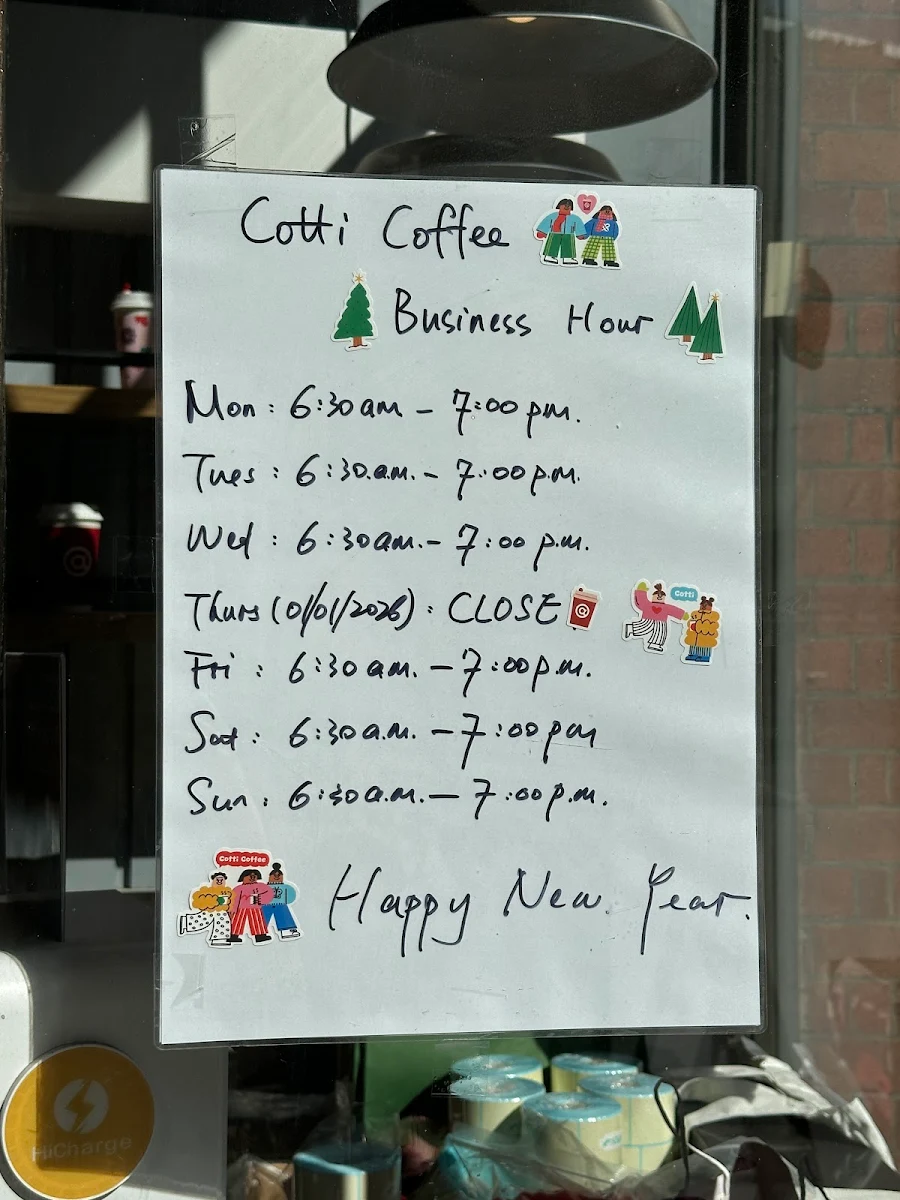 Menu, Cotti Coffee（Central）