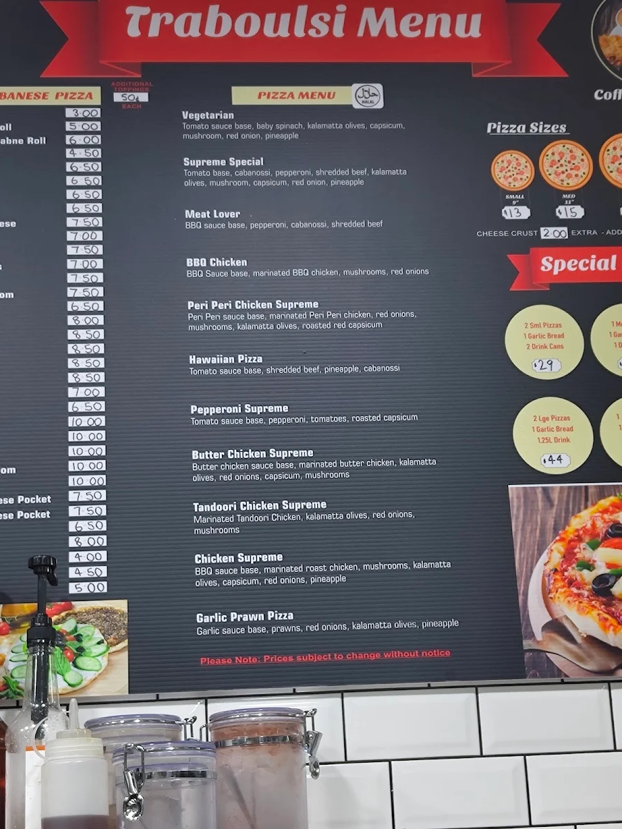 Menu, Traboulsi Bakery