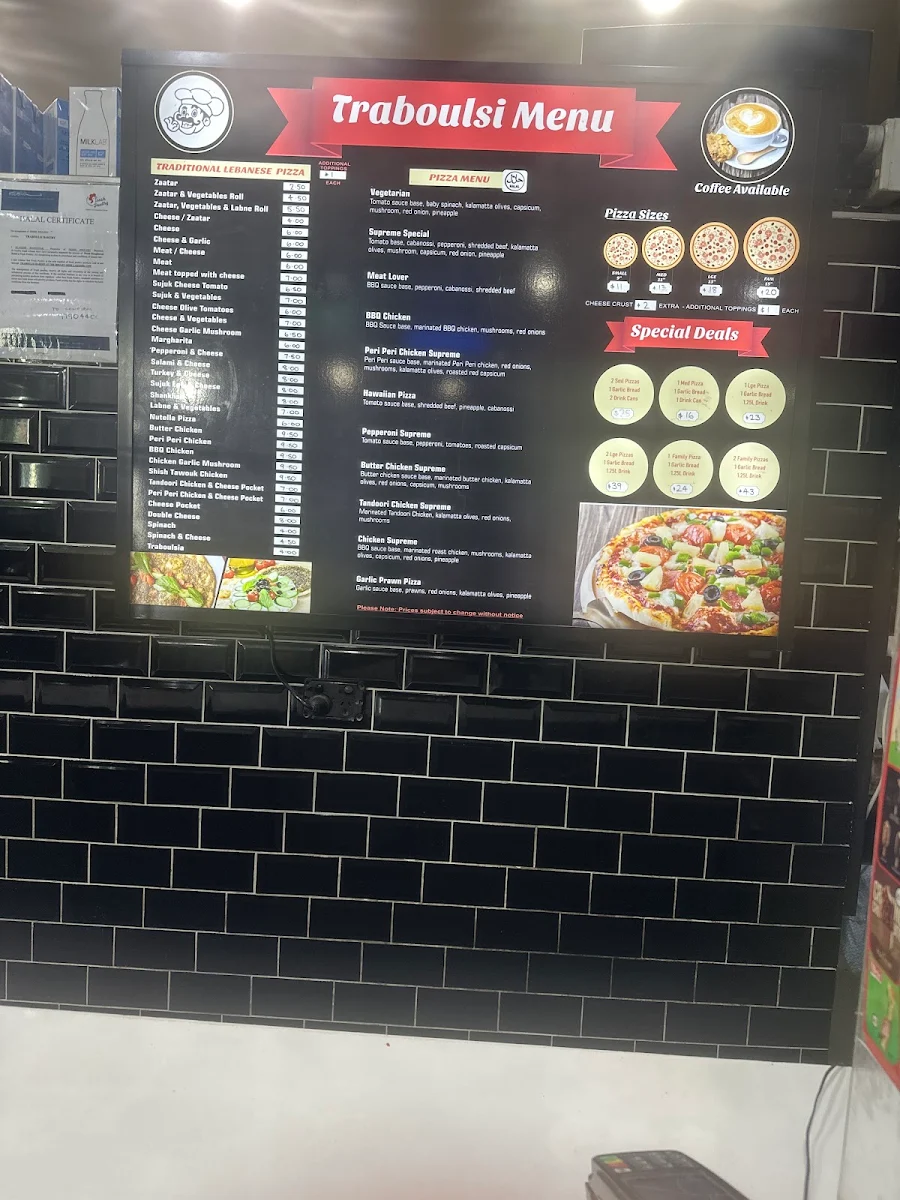 Menu, Traboulsi Bakery