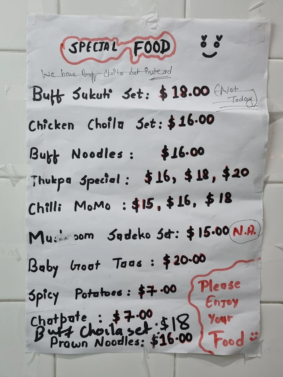 Menu, Little Magic Momo wembley