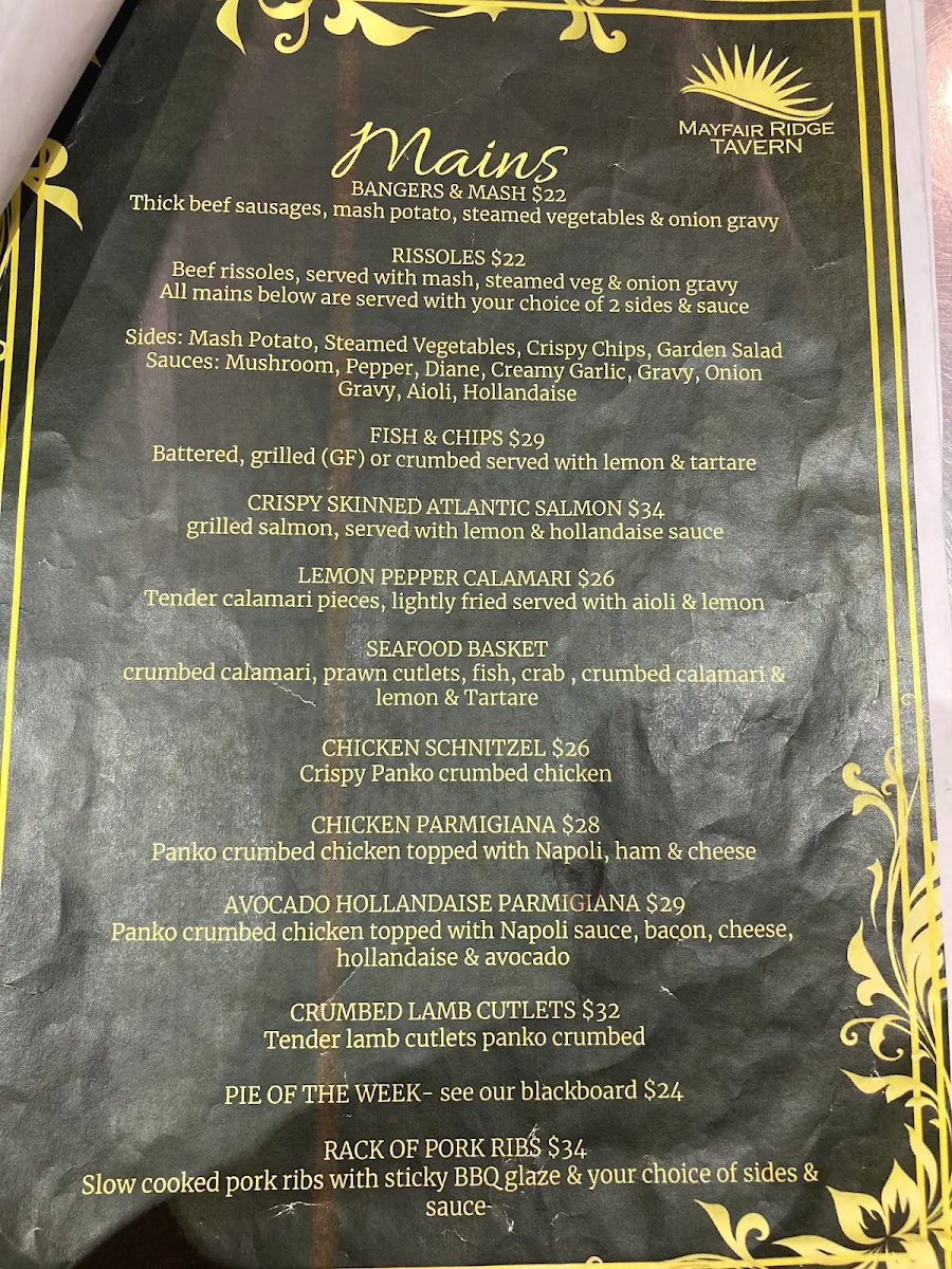 Menu, The Mayfair Emerald