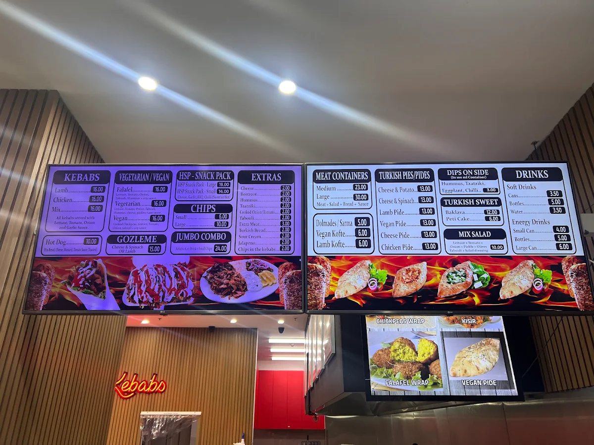 Menu, Ali's Jumbo Kebabs
