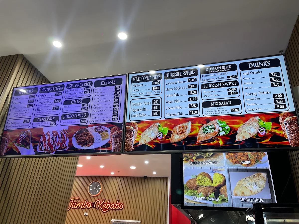 Menu, Ali's Jumbo Kebabs