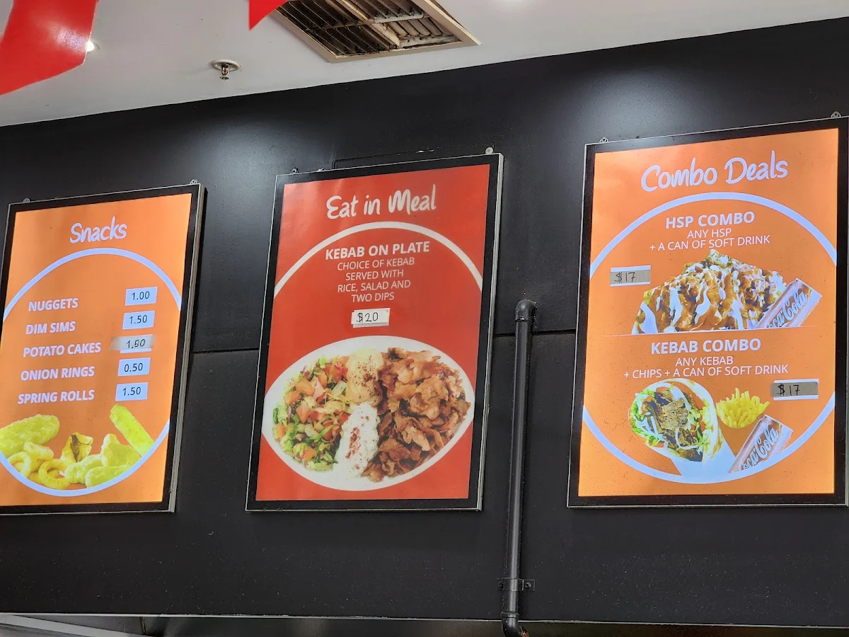 Menu, Ali's Jumbo Kebabs