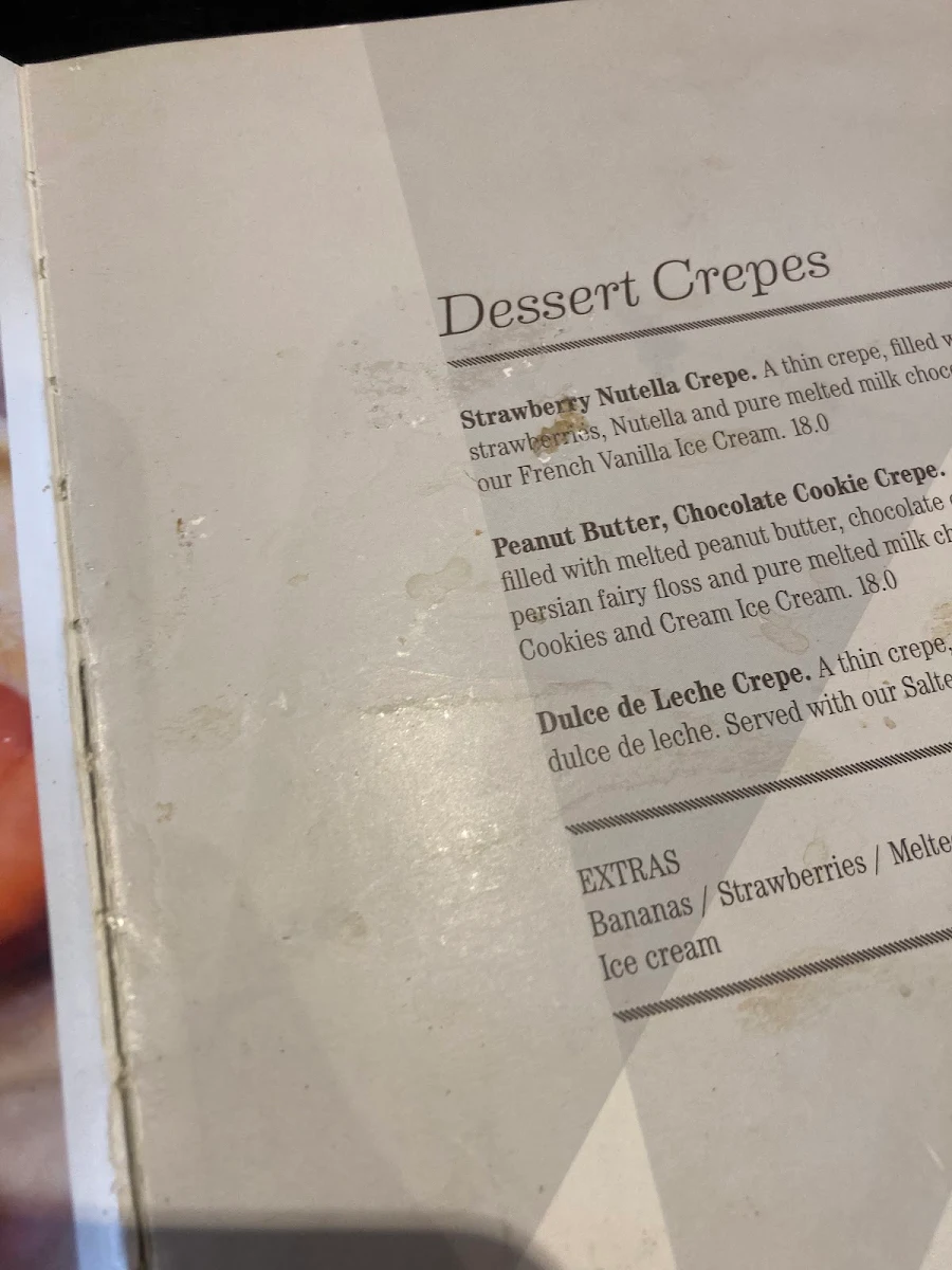 Menu, St. Louis Glenelg
