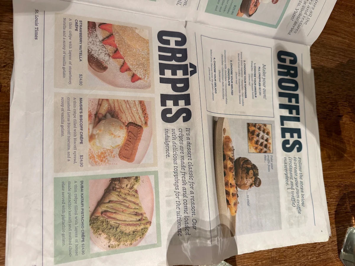 Menu, St. Louis Glenelg