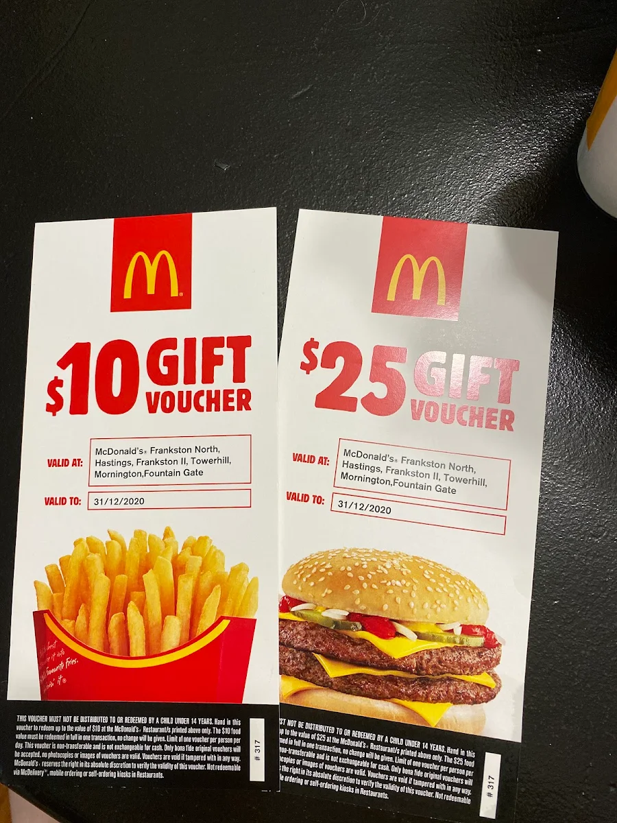 Menu, McDonald's Frankston North