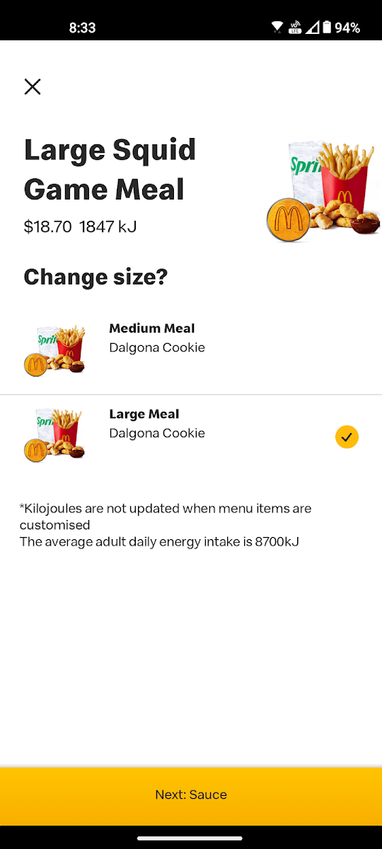 Menu, McDonald's Frankston North