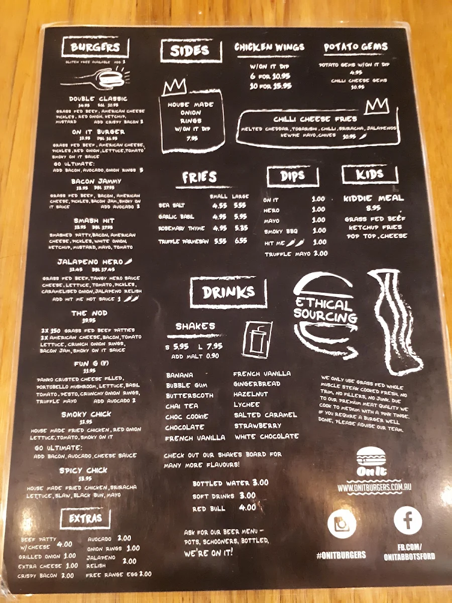 Menu, Abbotsford Food Hall