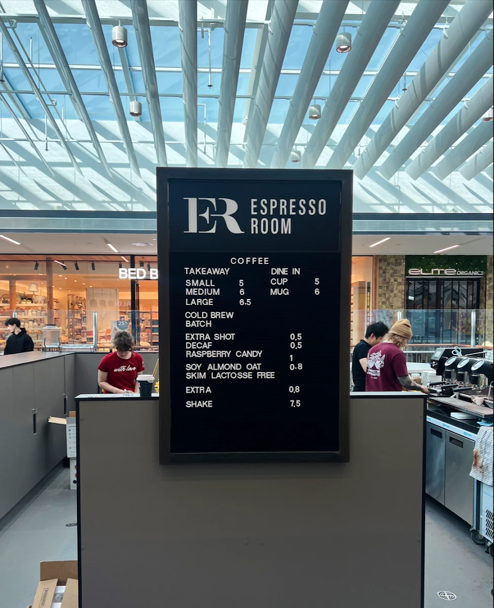 Menu, Espresso Room Gungahlin