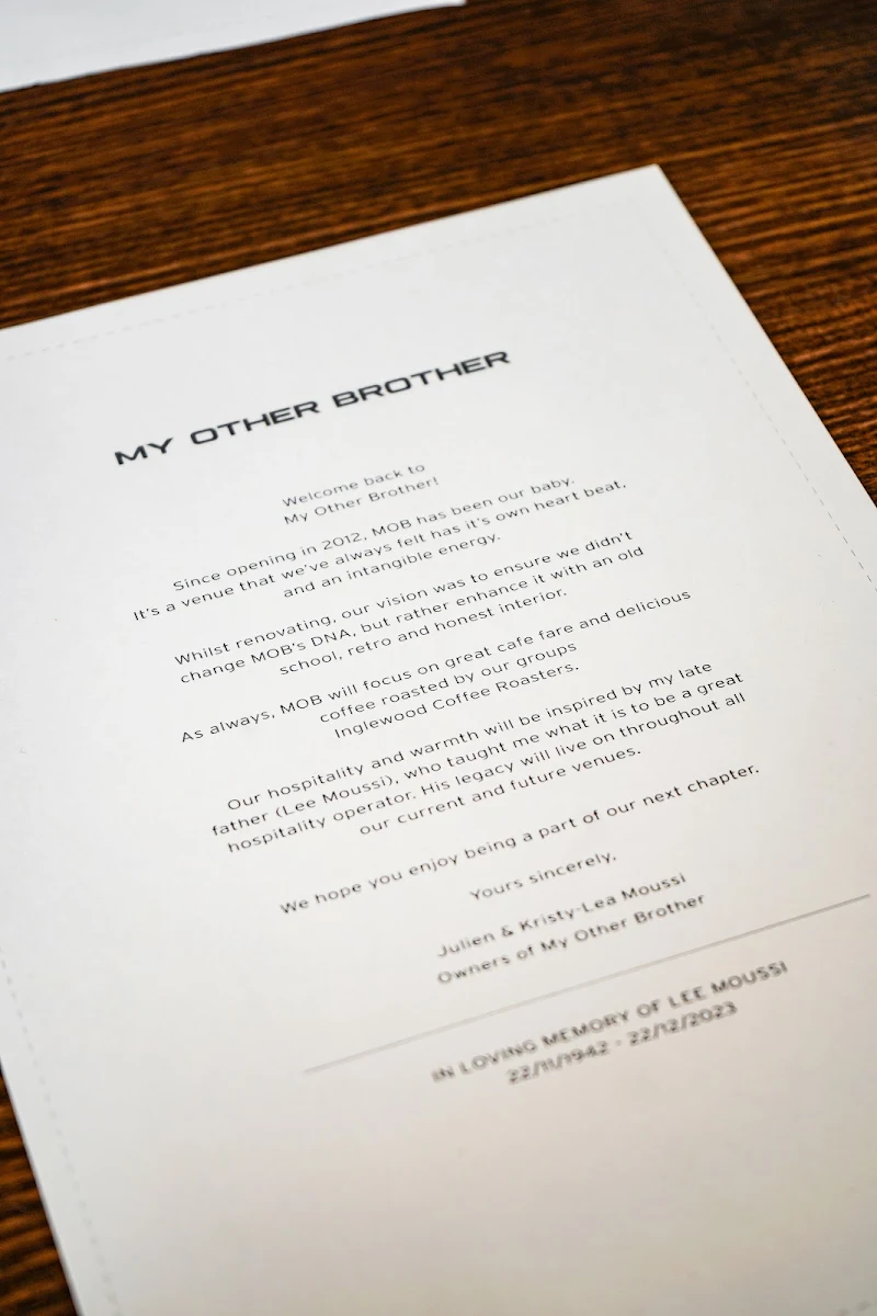 Menu, MOB Camberwell