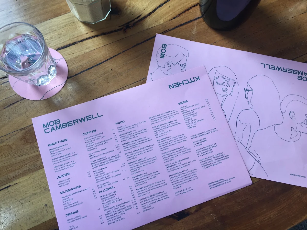 Menu, MOB Camberwell