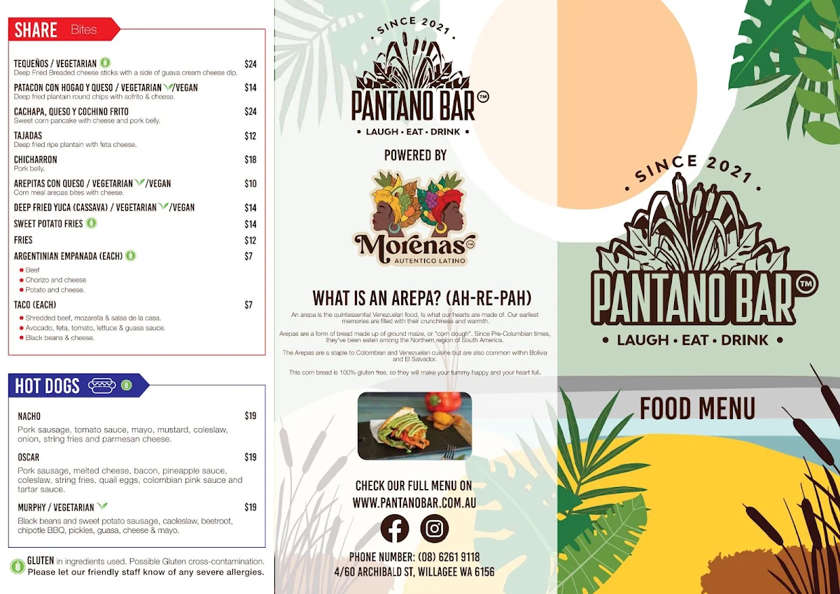 Menu, Pantano Bar