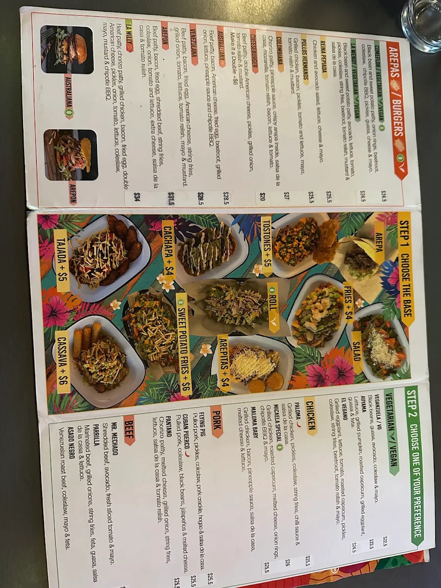 Menu, Pantano Bar