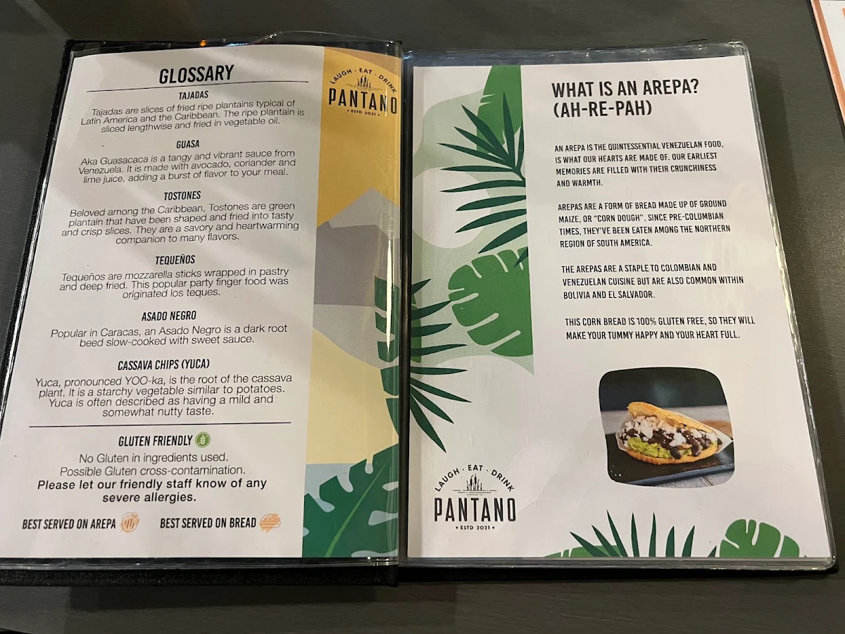 Menu, Pantano Bar