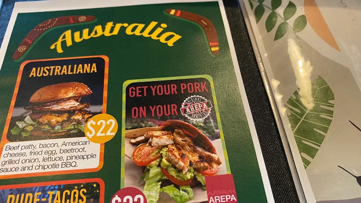Menu, Pantano Bar