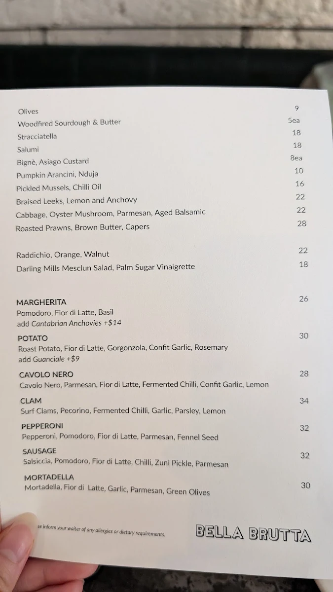 Menu, Bella Brutta