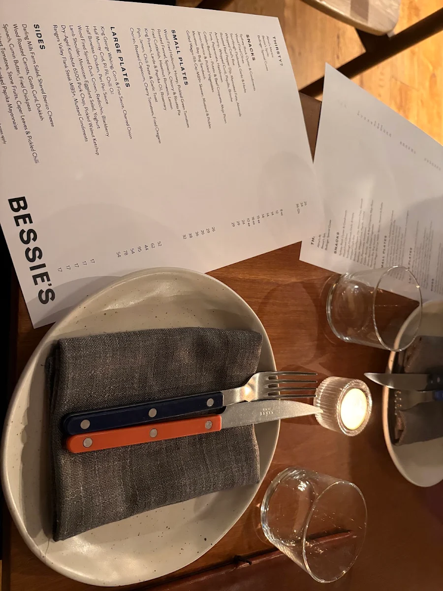 Menu, Bessie's & Alma's