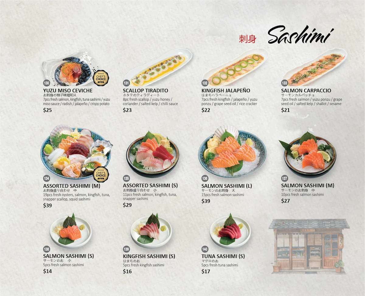 Menu, Kaminari Bankstown