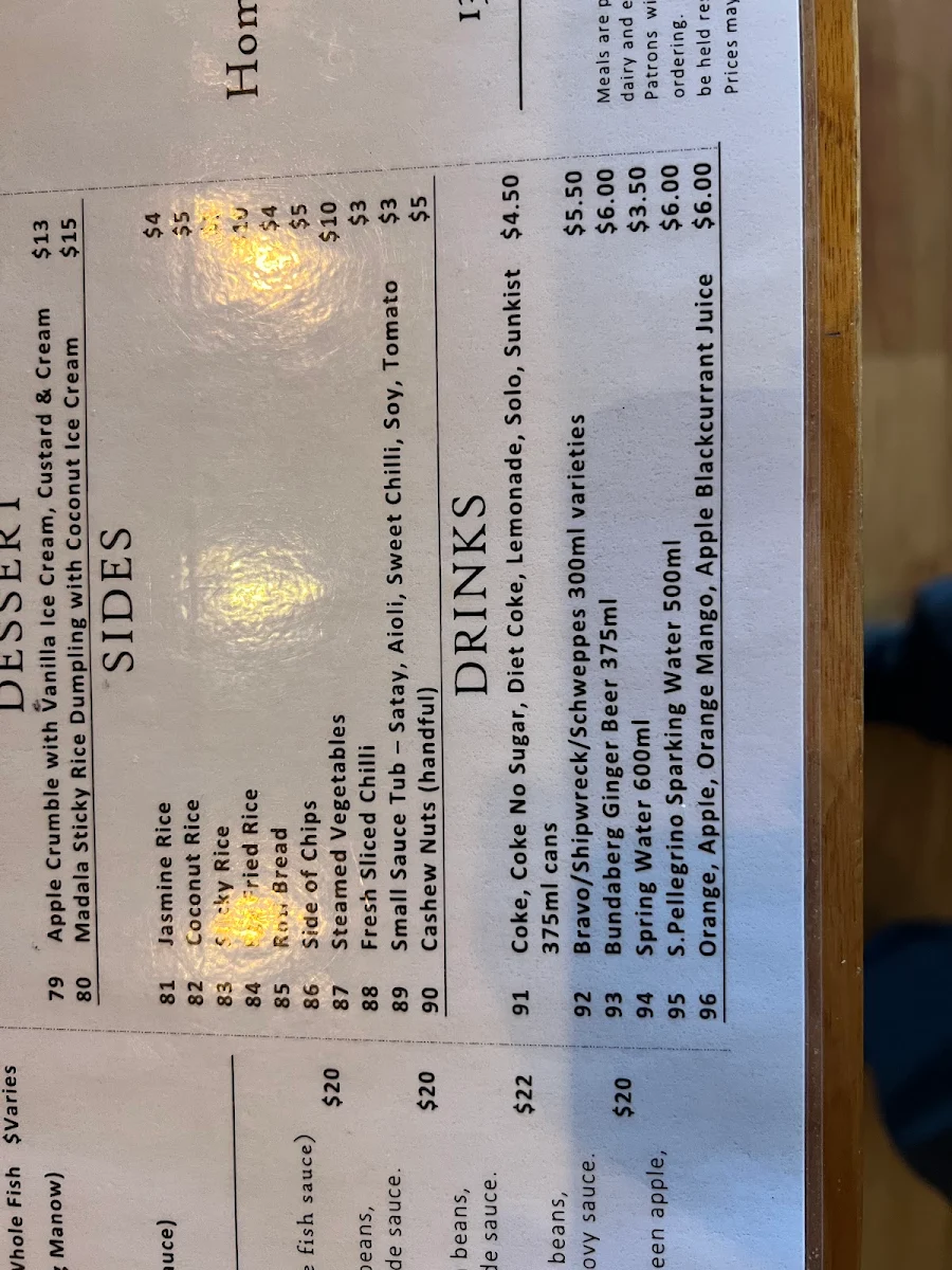 Menu, MADALA 134