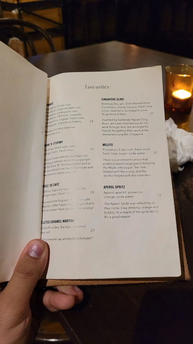 Menu, Prohibition Food and Wine