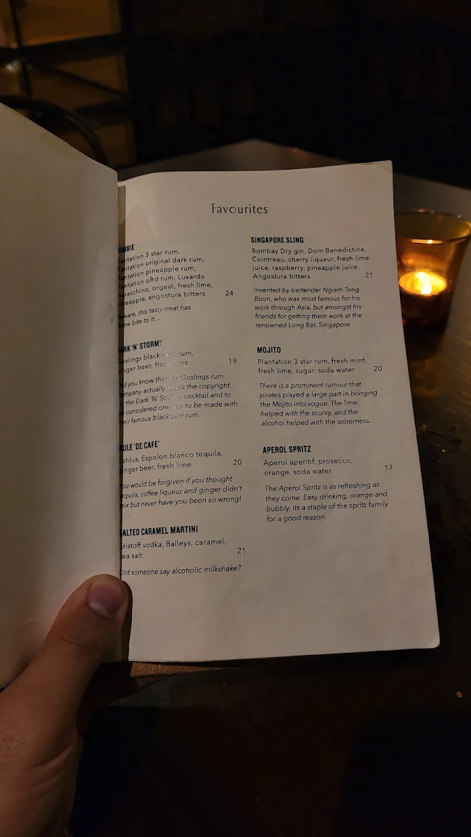 Menu, Prohibition Food and Wine