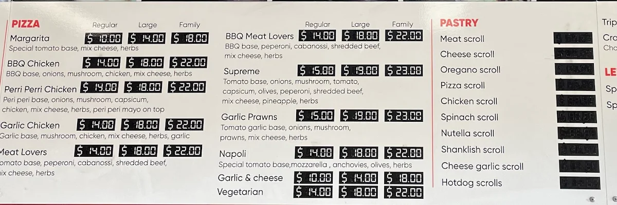 Menu, Hannas Manoosh Austral